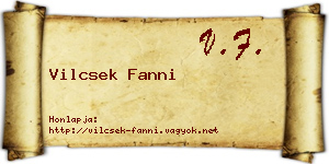 Vilcsek Fanni névjegykártya